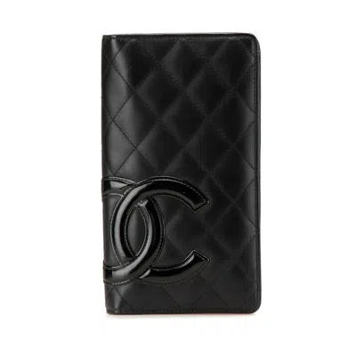 Pre-owned Chanel Black Pink Leather Long Wallet (bi-fold) ()