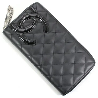Pre-owned Chanel Black Pink Leather Long Wallet (bi-fold) () In Black, Pink