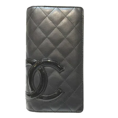 Pre-owned Chanel Black Pink Leather Long Wallet (bi-fold) () In Black, Pink