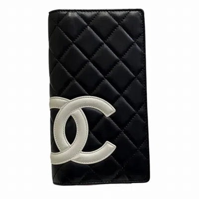Pre-owned Chanel Black Pink Leather Long Wallet (bi-fold) () In Multi