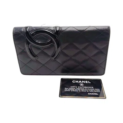 Pre-owned Chanel Black Pink Leather Long Wallet (bi-fold) () In Multi
