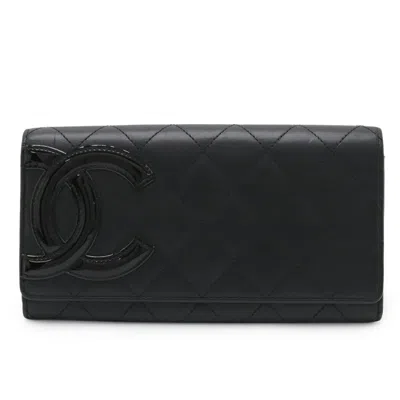 Pre-owned Chanel Black Pink Leather Long Wallet (bi-fold) () In Multi