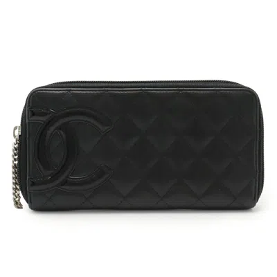 Pre-owned Chanel Black Pink Leather Long Wallet (bi-fold) () In Multi