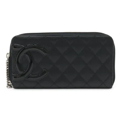 Pre-owned Chanel Black Pink Leather Long Wallet (bi-fold) () In Multi