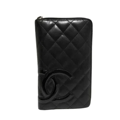Pre-owned Chanel Black Pink Leather Long Wallet (bi-fold) () In Multi