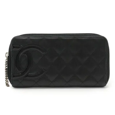 Pre-owned Chanel Black Pink Leather Long Wallet (bi-fold) () In Multi
