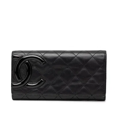Pre-owned Chanel Black Pink Leather Long Wallet (bi-fold) () In Multi