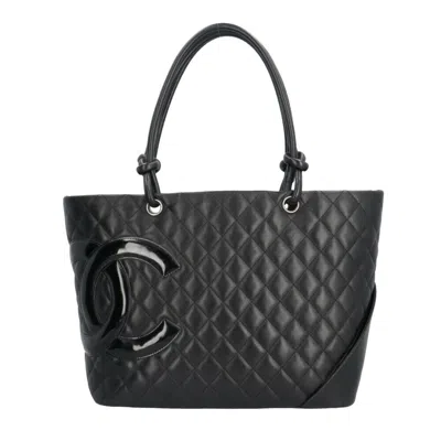 Pre-owned Chanel Black Pink Leather Tote Bag () In Black, Pink