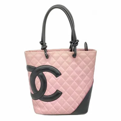 Pre-owned Chanel Black Pink Leather Tote Bag () In Multi