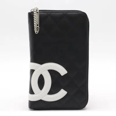 Pre-owned Chanel Black Pink White Cambon Ligne Long Wallet (bi-fold) ()