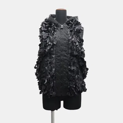 Pre-owned Chanel Black Polyurethane And Nylon Hooded Vest Size 38