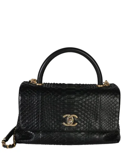 Pre-owned Chanel Black Python Medium Coco Top Handle Bag (authentic Pre-loved)