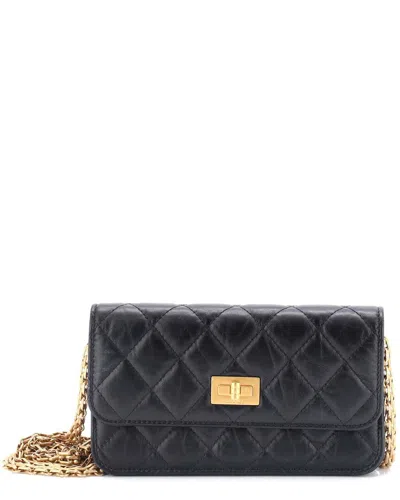 Pre-owned Chanel Black Quilted Aged Calfskin Reissue 2.55 Flap Phone Holder With Chain  (authentic Pre-loved)