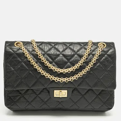 Pre-owned Chanel Black Quilted Aged Leather Classic 226 Reissue 2.55 Flap Bag