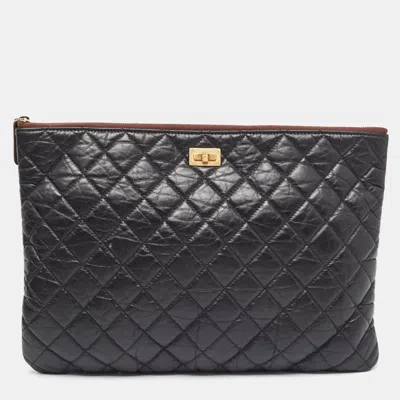 Pre-owned Chanel Black Quilted Aged Leather Large 2.55 Reissue Pouch