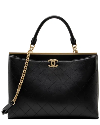 Pre-owned Chanel Black Quilted Calfskin Coco Luxe Large Shopping Tote (authentic Pre-  Loved)