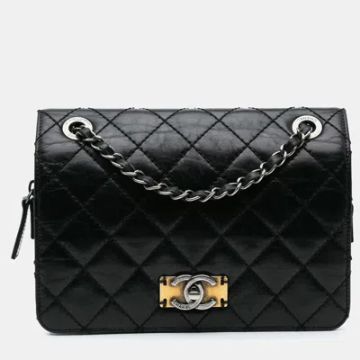 Pre-owned Chanel Black Quilted Calfskin Day Trip Flap Bag