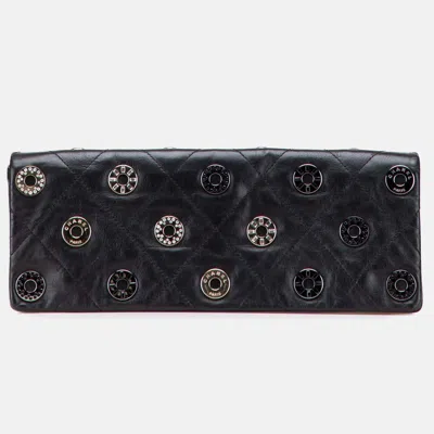 Pre-owned Chanel Black Quilted Calfskin Star Attitude Grommet Fold Over Clutch