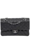 Chanel Black Quilted Caviar Leather Classic Double Flap 26 In Black