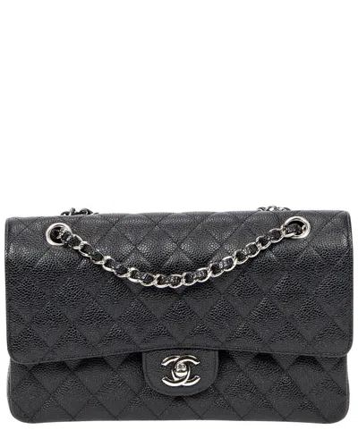 Chanel Black Quilted Caviar Leather Classic Double Flap 26
