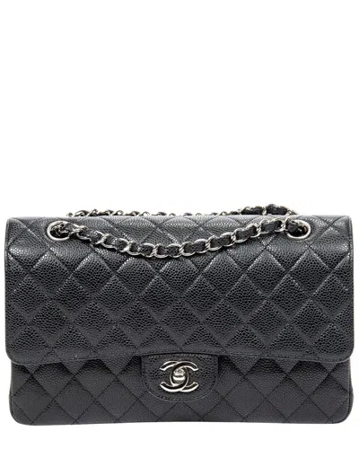 Chanel Black Quilted Caviar Leather Classic Double Flap 26
