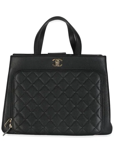 Pre-owned Chanel Black Quilted Caviar Leather Medium Business Affinity Tote (authentic  Pre-loved)