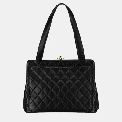 Pre-owned Chanel Black Quilted Caviar Leather Tote Bag