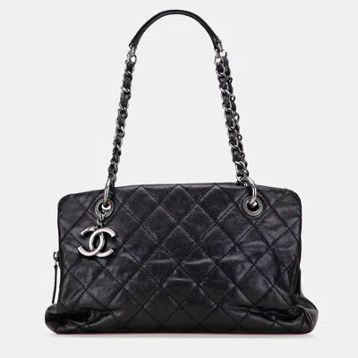 Pre-owned Chanel Black Quilted Iridescent Caviar Chic Shopping Tote