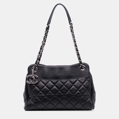 Pre-owned Chanel Black Quilted Lambskin 7 Tote