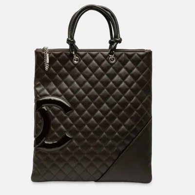 Pre-owned Chanel Black Quilted Lambskin Cambon Ligne Flat Tote