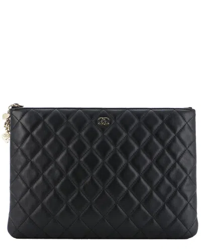 Pre-owned Chanel Black Quilted Lambskin Cc Casino O Case Clutch Medium (authentic Pre-  Loved)