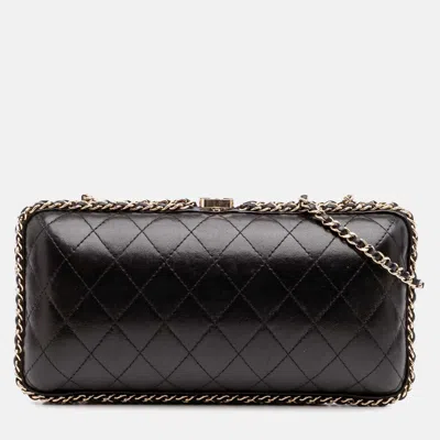 Pre-owned Chanel Black Quilted Lambskin Chain Around Clutch
