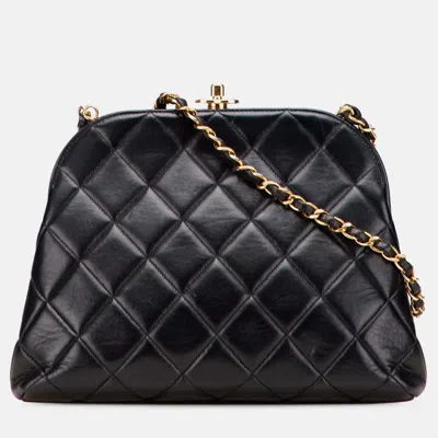 Pre-owned Chanel Black Quilted Lambskin Frame Chain Crossbody