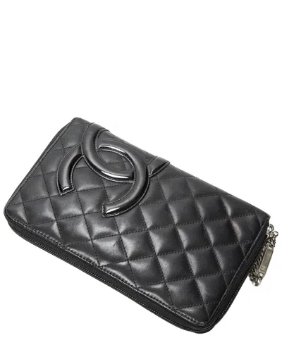 Pre-owned Chanel Black Quilted Lambskin Leather Cambon Ligne Zip Organizer Wallet (authentic Pre-loved)