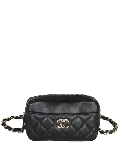 Chanel Black Quilted Lambskin Leather Front Pocket Belt Bag (authentic Pre-  Loved)