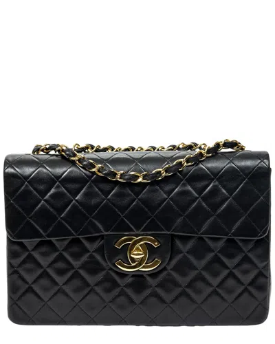 Pre-owned Chanel Black Quilted Lambskin Leather Maxi Jumbo Xl Flap (authentic Pre-loved)