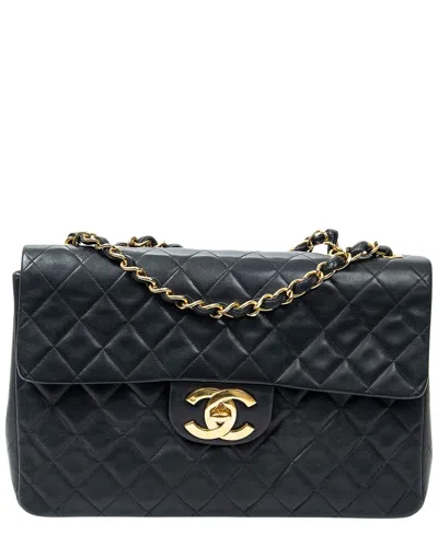 Chanel Black Quilted Lambskin Leather Maxi Jumbo Xl Flap (authentic Pre-loved)
