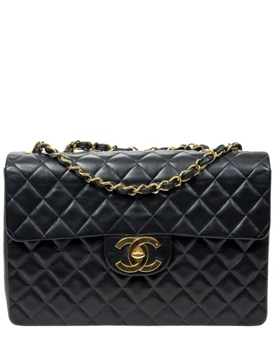 Chanel Black Quilted Lambskin Leather Maxi Jumbo Xl Flap (authentic Pre-loved)