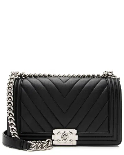 Pre-owned Chanel Black Quilted Lambskin Leather Medium Boy Crossbody (authentic Pre-  Owned)