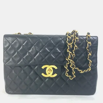 Pre-owned Chanel Black Quilted Lambskin Maxi Vintage Classic Single Flap Bag