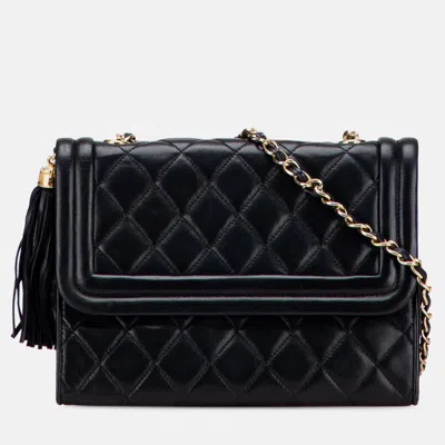 Pre-owned Chanel Black Quilted Lambskin Tassel Flap