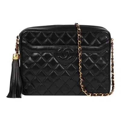 Pre-owned Chanel Black Quilted Lambskin Vintage Large Timeless Camera Bag