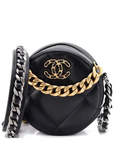 Pre-owned Chanel Black Quilted Leather 19 Round Clutch With Chain (authentic Pre-loved)