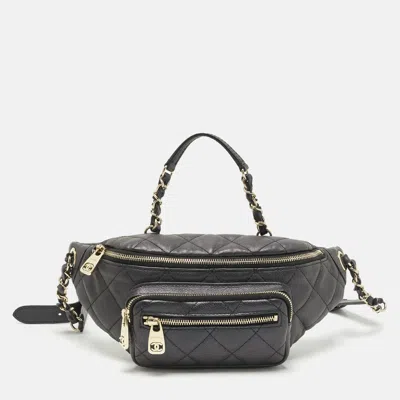 Pre-owned Chanel Black Quilted Leather All About Waist Belt Bag