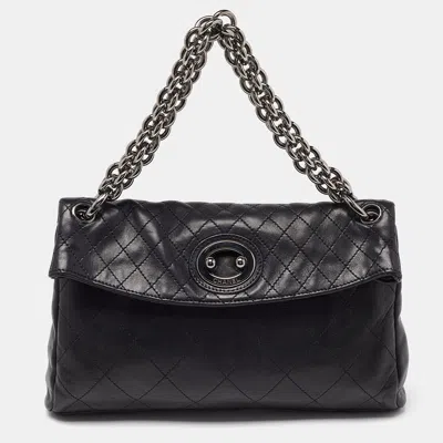 Pre-owned Chanel Black Quilted Leather Bijoux Ring Chain Hobo