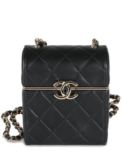 Pre-owned Chanel Black Quilted Leather Box Chain Vanity (authentic Pre-loved)