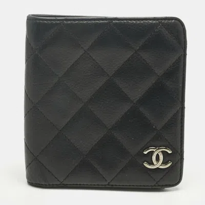 Pre-owned Chanel Black Quilted Leather Cc Bifold Wallet