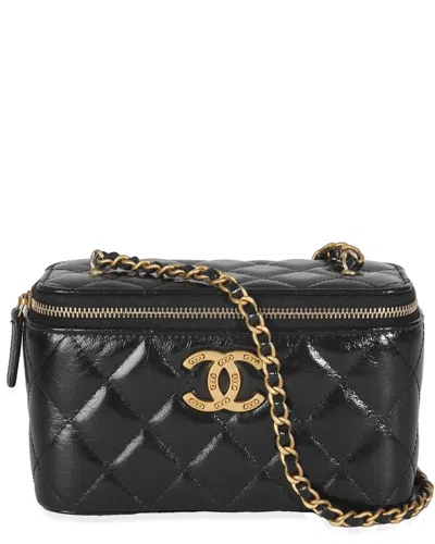 Pre-owned Chanel Black Quilted Leather Chain Cc Vanity (authentic Pre-loved)