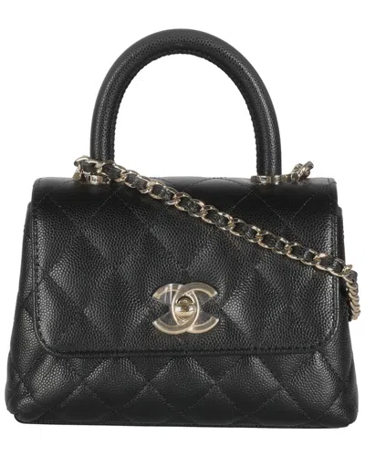 Pre-owned Chanel Black Quilted Leather Extra Mini Coco Top Handle Handbag (authentic  Pre-loved)