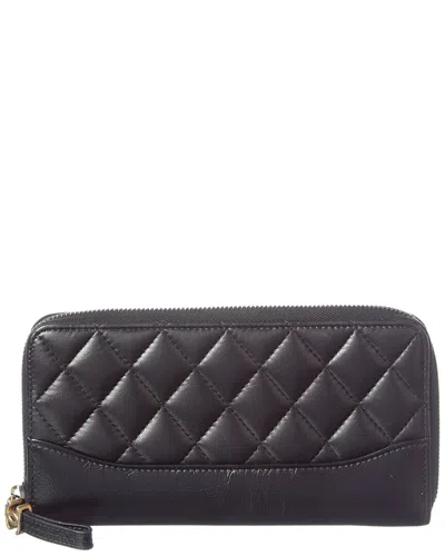 Pre-owned Chanel Black Quilted Leather Gabrielle Long Zip Around Wallet (authentic Pre-loved)